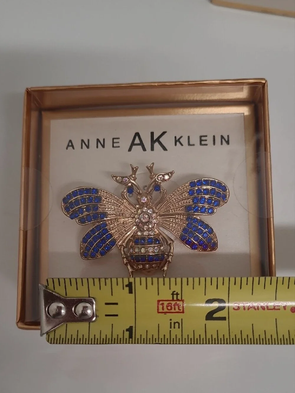 Anne Klein Gold-Tone Bee Brooch with Blue Crystal Wings